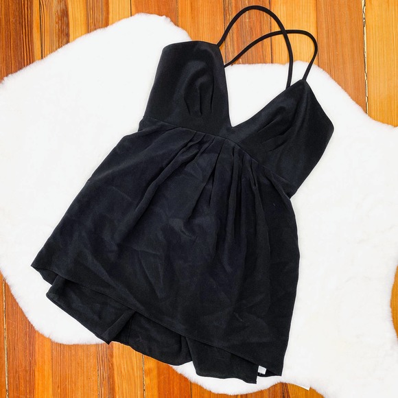 Wilfred Tops - WILFRED black silk open back tank top 2